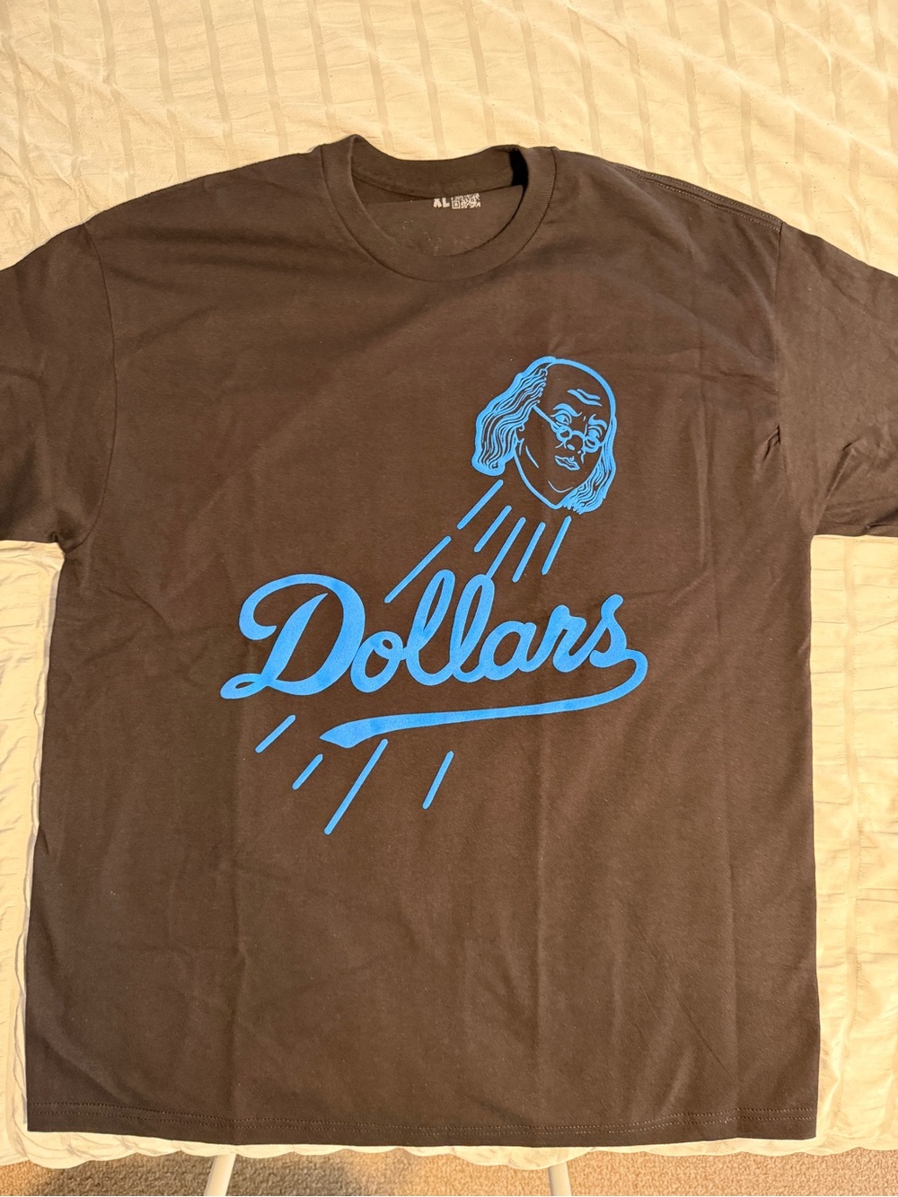 Black 'Dollars' Graphic Tee with Blue Print - Men's Shirt